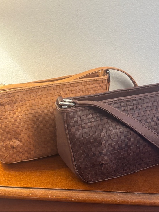 Pinky Handbags - Bags by Pinky Genuine Leather Woven Shoulder Bag Bundle - Tan + Brown